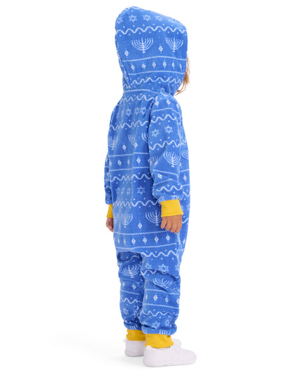 Toddler Girl's Blue Hanukkah Jumpsuit