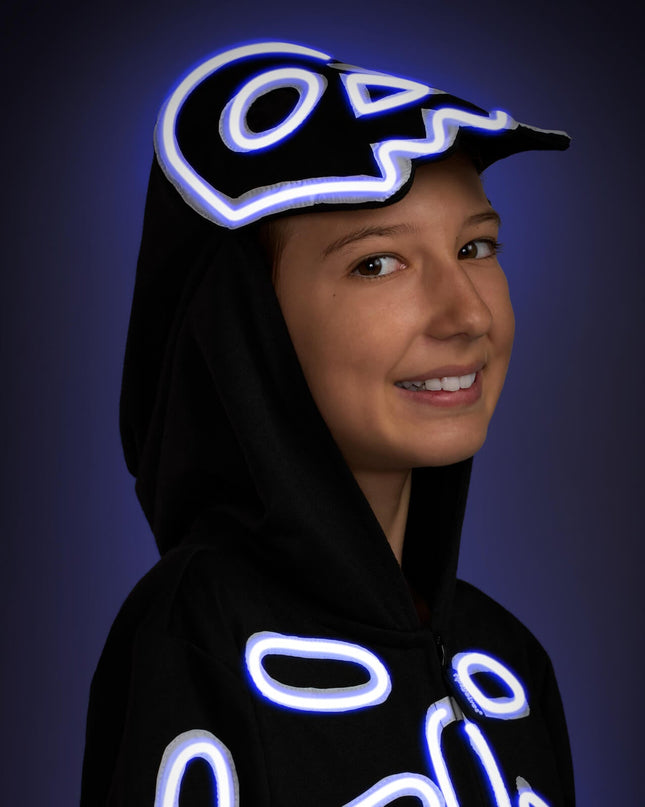 Girl's Neon LED Light Up Skeleton Costume