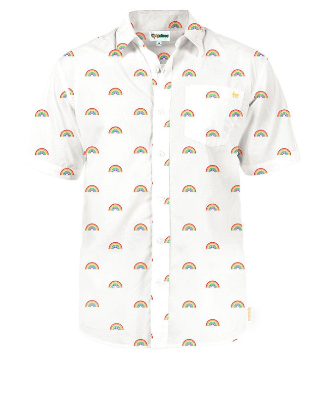 Men's White Rainbow Button Down Shirt