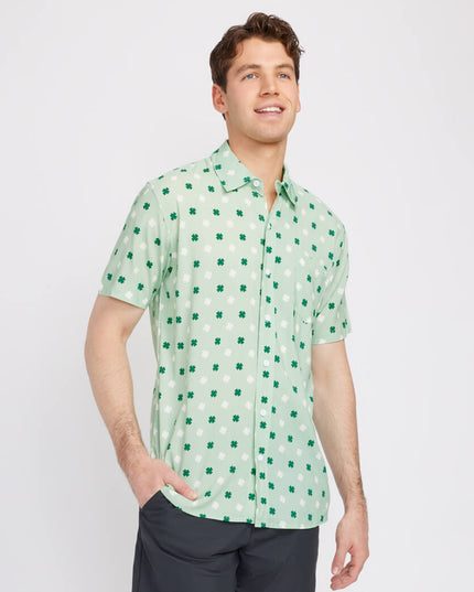 Men's Mint Clover Button Down Shirt