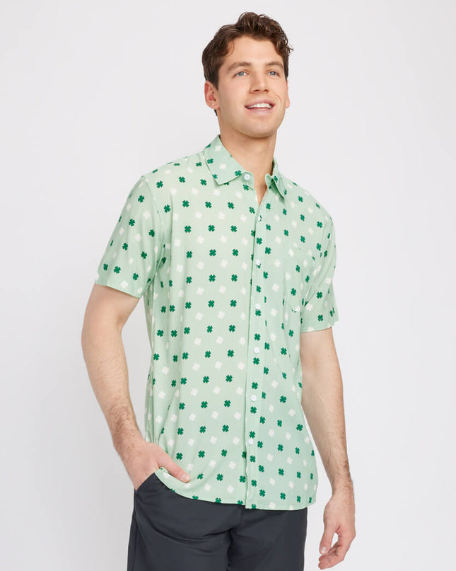 Men's Mint Clover Button Down Shirt