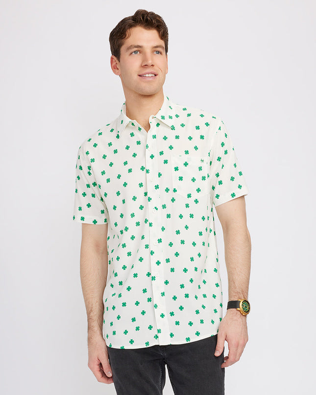 Men's White Crushin' Clovers Button Down Shirt