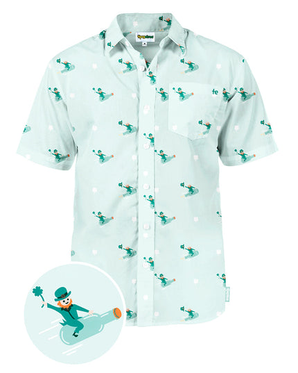 Men's Leprechaun Liftoff Button Down Shirt
