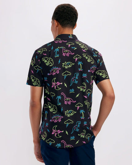 Men's Neon Dinosaur Hawaiian Shirt
