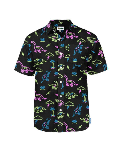 Men's Neon Dinosaur Hawaiian Shirt