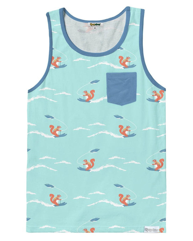 Men's Squirrel on Water Skis Tank Top