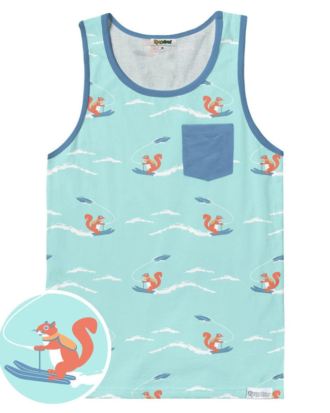 Men's Squirrel on Water Skis Tank Top