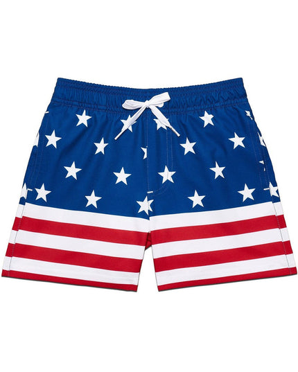 Boy's American Flag Stretch Swim Trunks