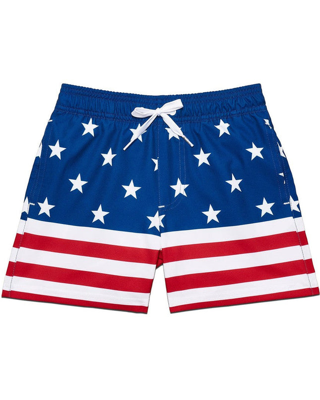 Boy's American Flag Stretch Swim Trunks