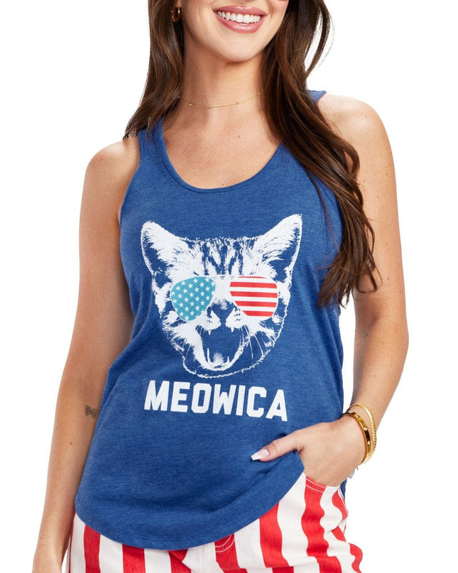 Women's Blue Meowica Tank Top