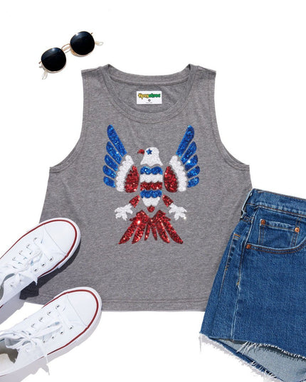 Women's Freedom Flies Sequin Cropped Tank Top