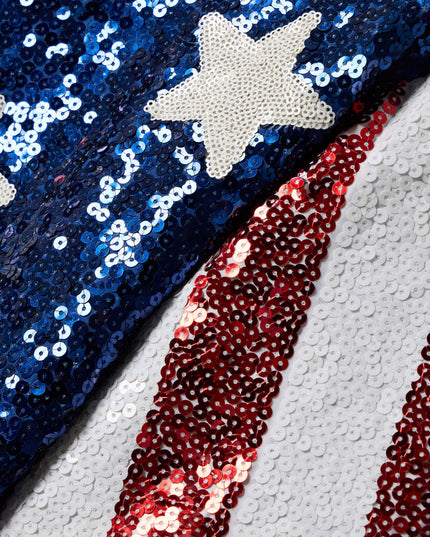 Women's Sequined Stars and Stripes Cropped Tee