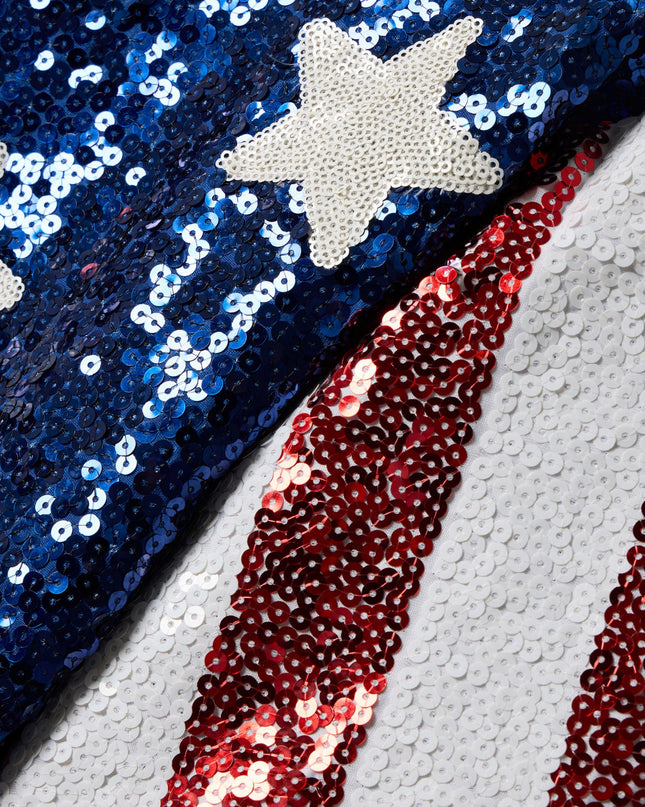 Women's Sequined Stars and Stripes Cropped Tee