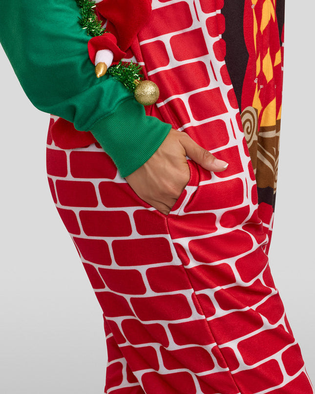 Women's Festive Fireplace Light Up Jumpsuit