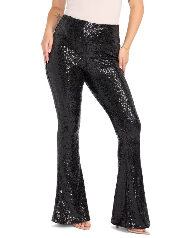 Black Sequin Flare Leggings