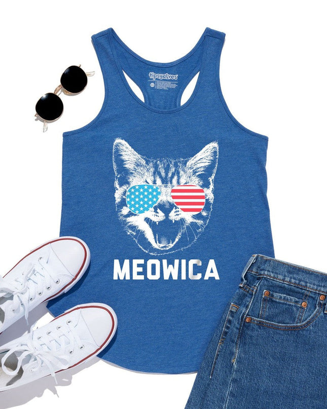 Women's Blue Meowica Tank Top