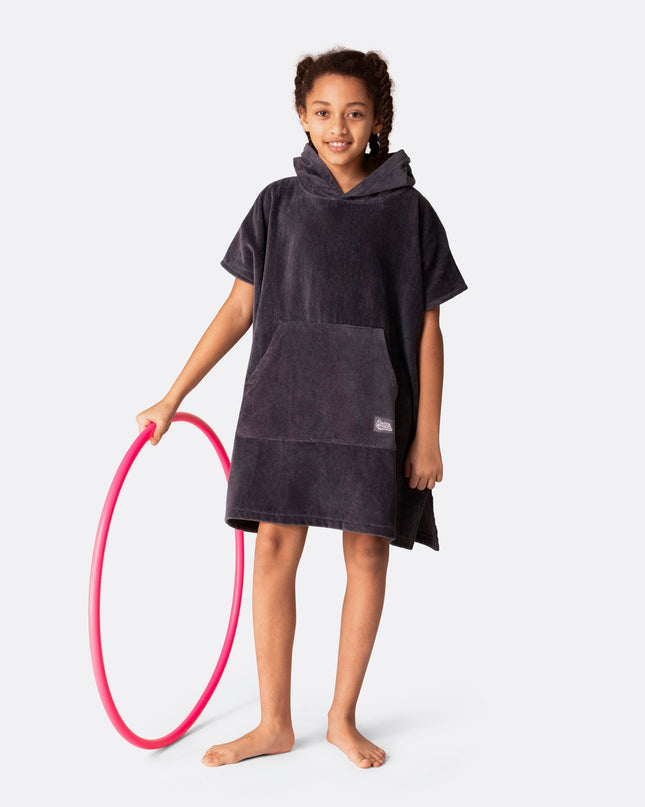 Charcoal Grey Towel Poncho for Kids