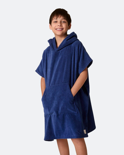 Kids' Navy Towel Poncho