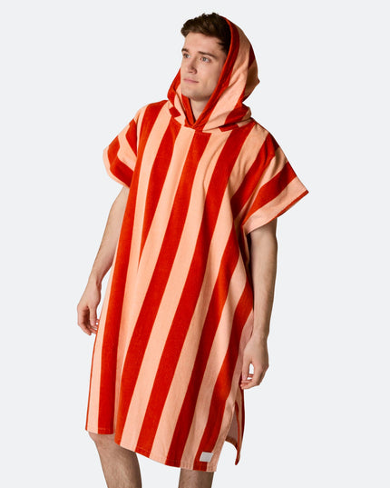 Striped Red Bath Poncho