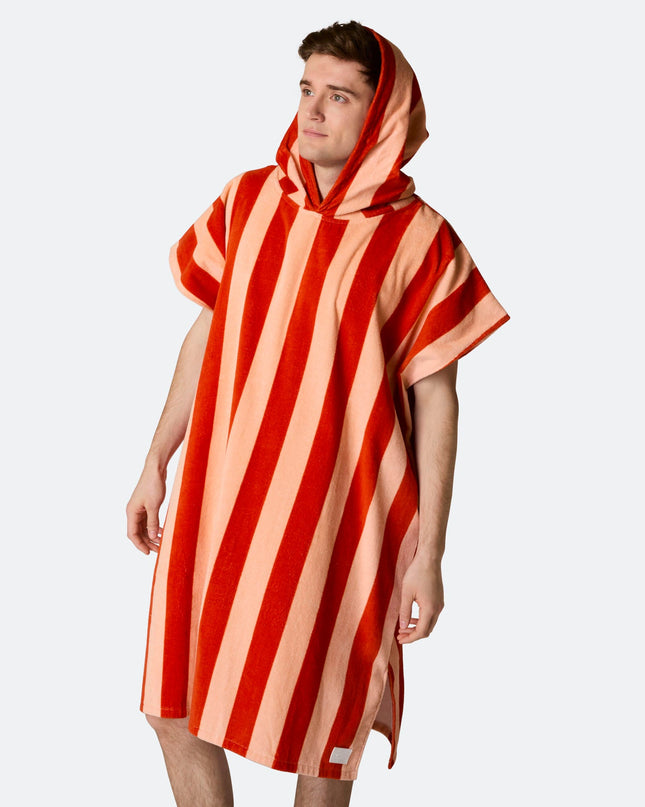 Striped Red Bath Poncho