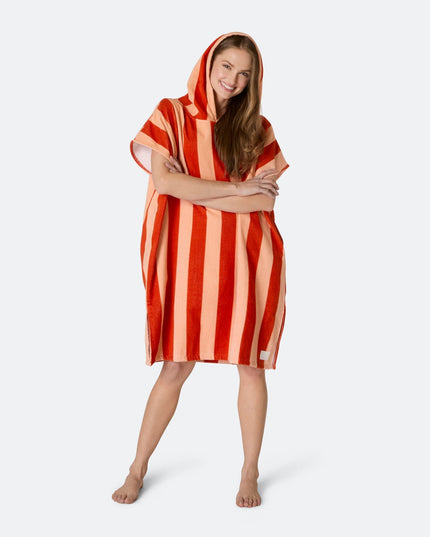Striped Red Towel Poncho
