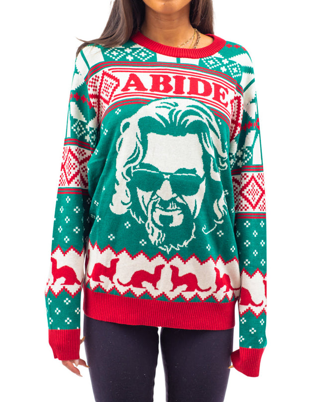 The Big Lebowski Dude Abide Bowling Ugly Christmas Sweater