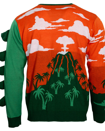 3D T-Rex Light Up Volcano Sweater
