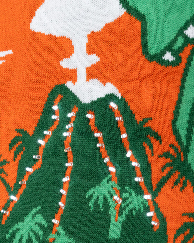 3D T-Rex Light Up Volcano Sweater