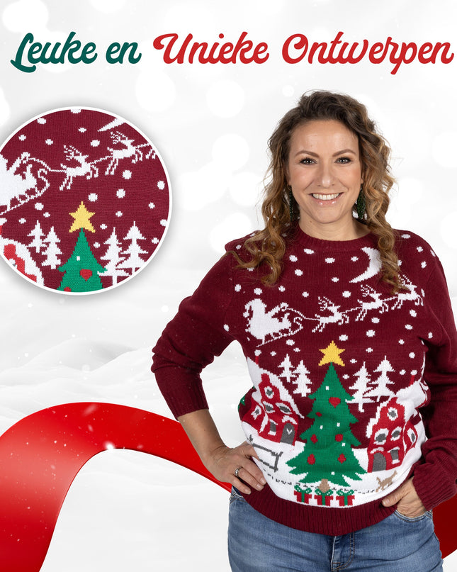 Christmas Sweater Marius for Women with Cozy Holiday Landscape