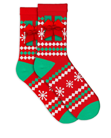 Women's Red Present Socks (Fits Sizes 6-11W)
