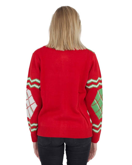 Women's Candy Canes and Snowflakes Button-Up Ugly Sweater