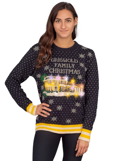 Women's Griswold Family Christmas Ugly Sweater with LED Lights