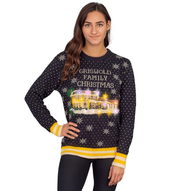 Women's Griswold Family Christmas Ugly Sweater with LED Lights