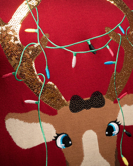 Women's Cute Reindeer Christmas Sweater for Whimsical Charm