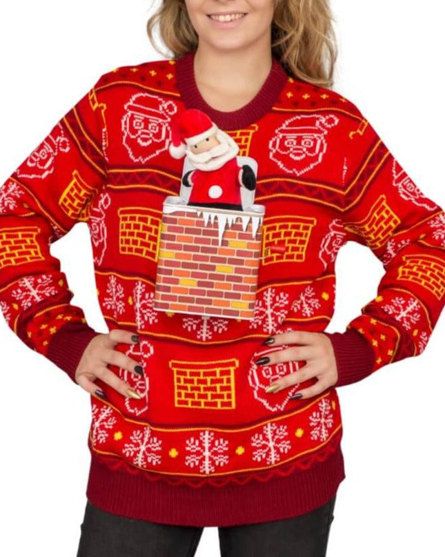 Women's Jack in the Box 3D Santa Ugly Christmas Sweater