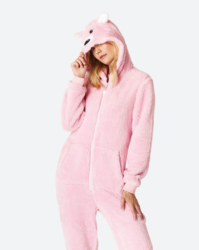 Women's Pink Teddy Bear Onesie