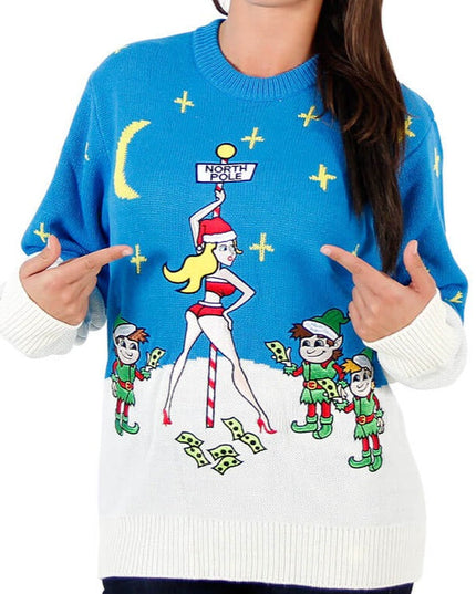 Women's Stripper Pole Ugly Christmas Sweater