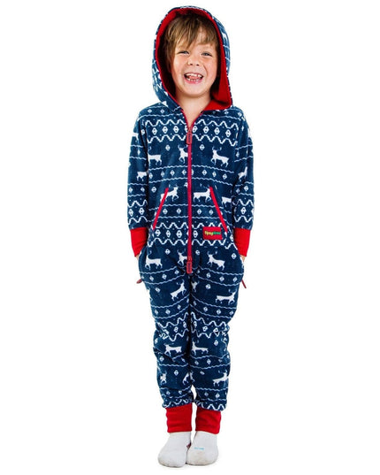Boy's / Girl's Blue Reindeer Jumpsuit