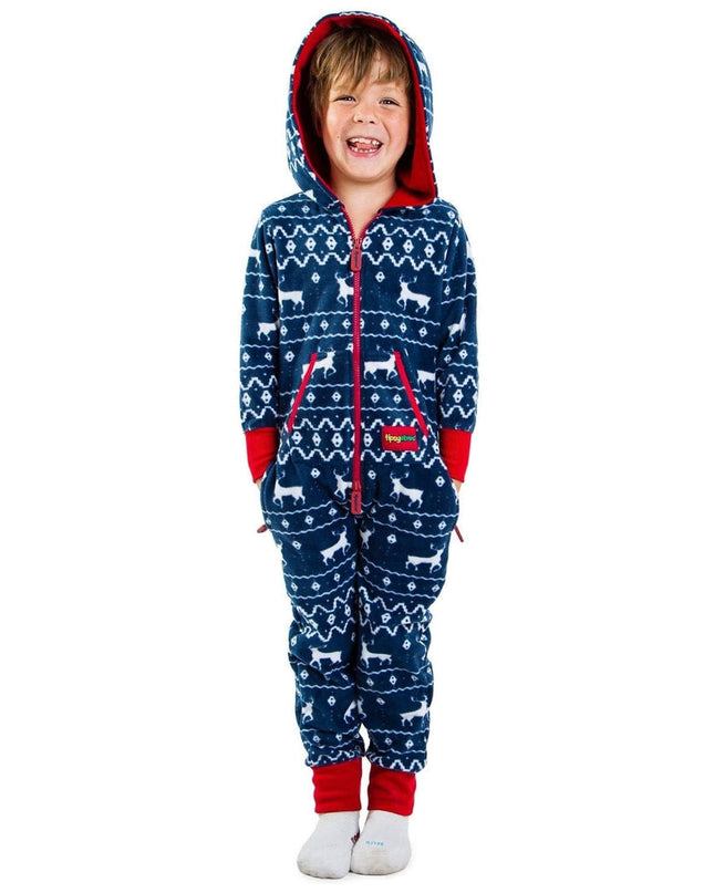 Boy's / Girl's Blue Reindeer Jumpsuit
