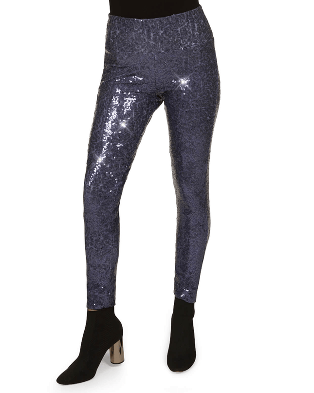 Blue Sequin High Waisted Leggings
