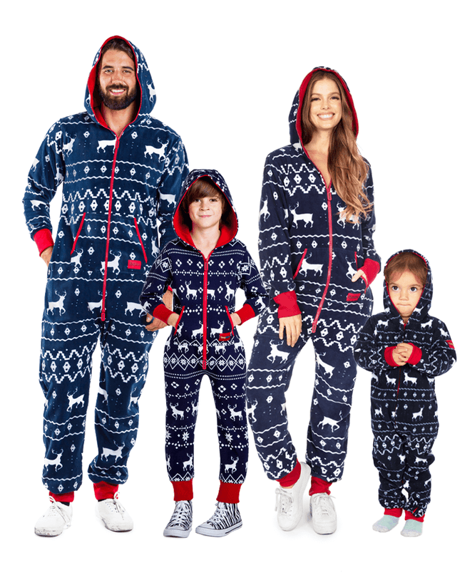 Matching Blue Reindeer Family Jumpsuits