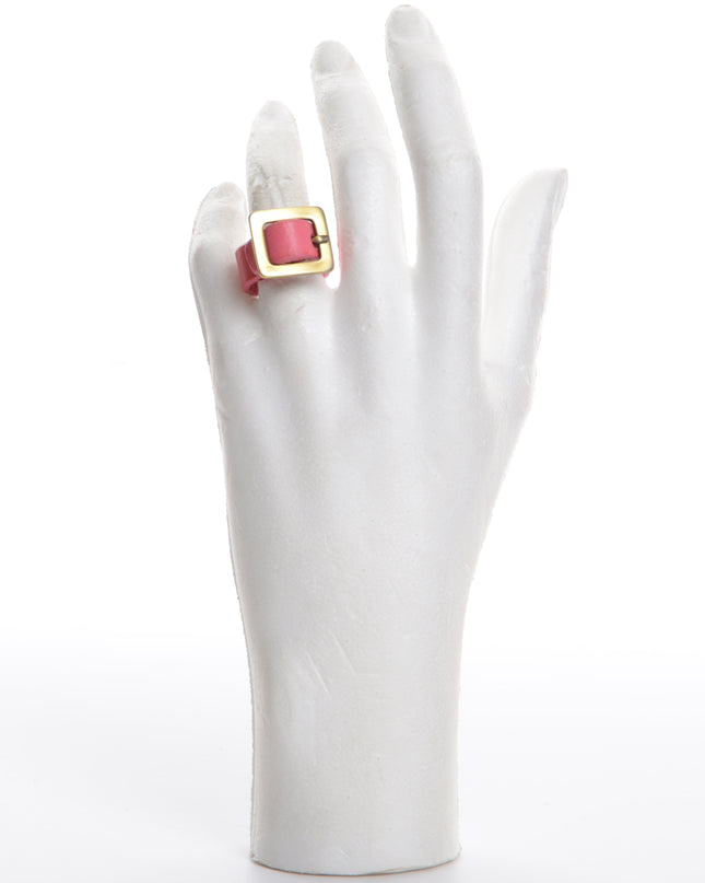 Pink Leather Ring