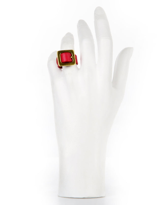 Burgundy Leather Ring - Elegant and Stylish