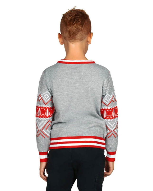 Boy's Sequin Rudolph Light Up Ugly Christmas Sweater