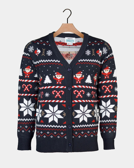 Men's Blue Christmas Cardigan with Polar Stars