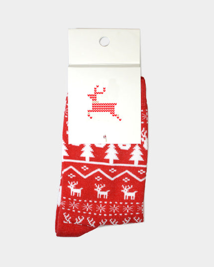 Unisex Red Reindeer Christmas Socks
