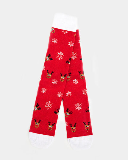 Unisex Red Socks with Rudolph Reindeer