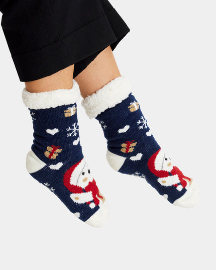Blue Christmas Slipper Socks - Polar Bear Design