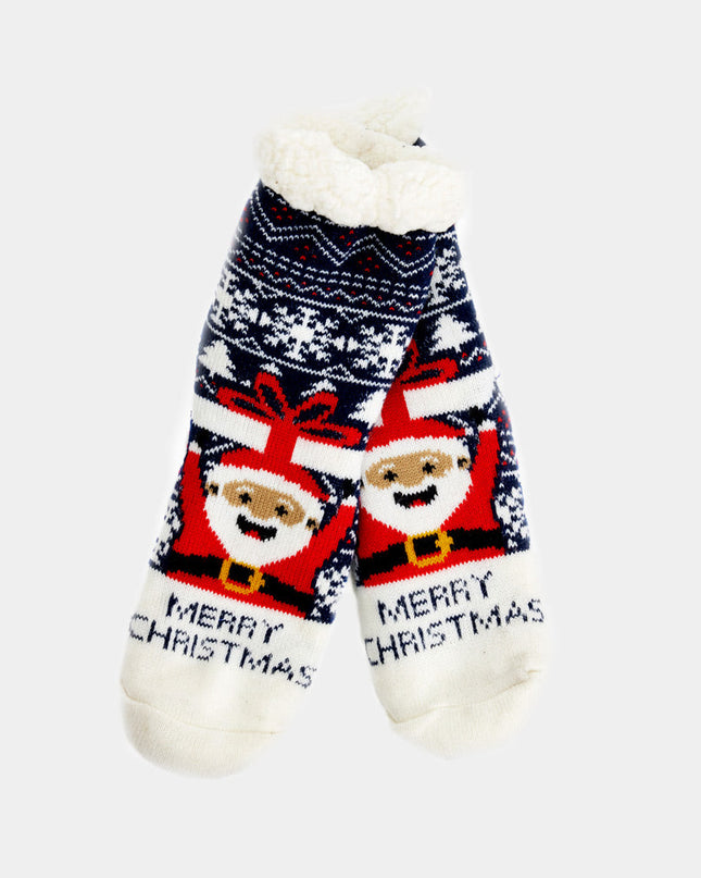 Christmas Slipper Socks with Santa and Gift Design