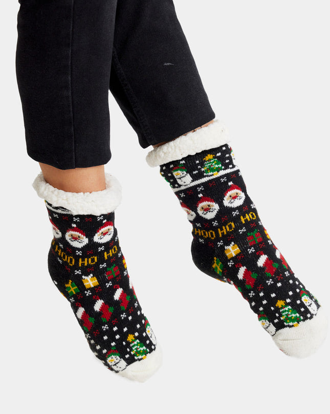 Christmas Slipper Socks - Santa, Gifts, and Snowmen